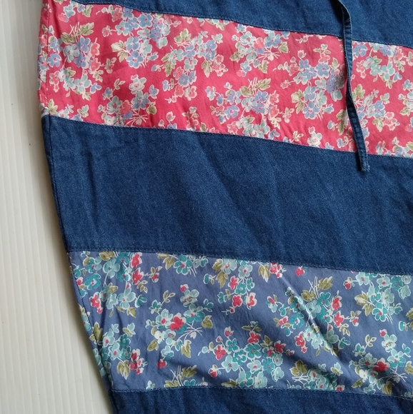 VINTAGE Crazy Horse floral stripe patchwork skirt - Picture 6 of 7